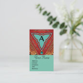 CARTE DE VISITE ROUGE BLEU MONOGRAMME TRIANGLE GÉOMÉTRIQUE ABSTRAI (Debout devant)