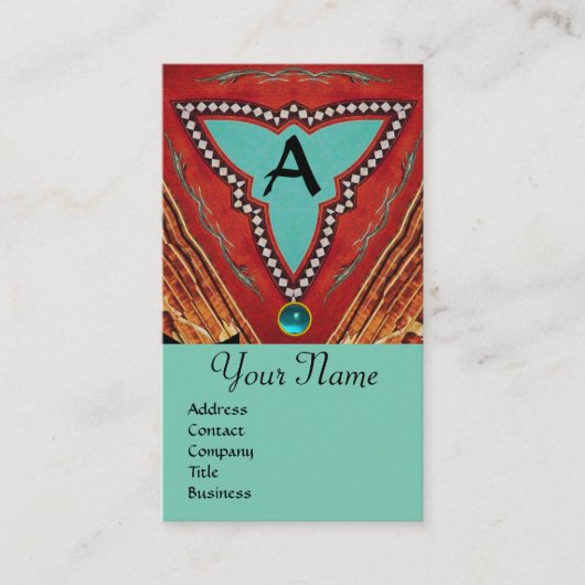 CARTE DE VISITE ROUGE BLEU MONOGRAMME TRIANGLE GÉOMÉTRIQUE ABSTRAI (Devant)