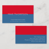 Carte De Visite rouge & bleu, simple, cool & moderne (Devant / Derrière)