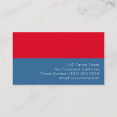 Carte De Visite rouge & bleu, simple, cool & moderne (Dos)