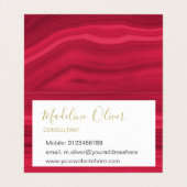 Carte De Visite Rouge Bourgogne Élégant Agate moderne Bijou élégan (Intérieur déplié)