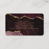 Carte De Visite Rouge Bourgogne Or Agate Microblading Arrondi (Dos)