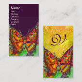 Carte De Visite ROUGE BOUTTERFLY PURPLE JAUNE ÉPARKLES D'OR Monogr (Devant / Derrière)