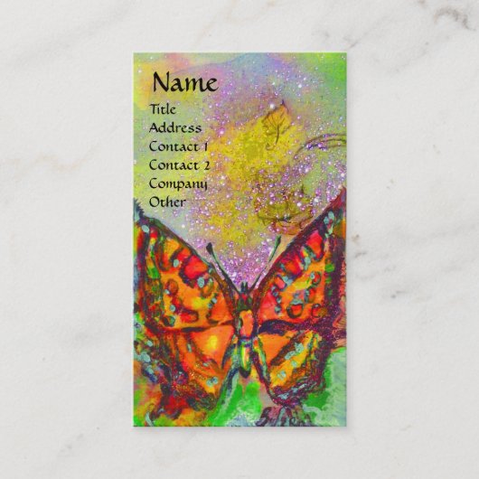 Carte De Visite ROUGE BOUTTERFLY PURPLE JAUNE ÉPARKLES D'OR Monogr (Devant)