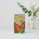 Carte De Visite ROUGE BOUTTERFLY PURPLE JAUNE ÉPARKLES D'OR Monogr (Debout devant)