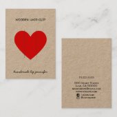 Carte De Visite Rouge brillant J'aime Coeur Manipulé Hair-Clip Por (Devant / Derrière)