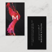 Carte De Visite Rouge brossé | Monogramme (Devant / Derrière)