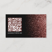 Carte De Visite Rouge brun faux éclat noir élégant code QR (Dos)