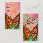 CARTE DE VISITE ROUGE BUTTERFLY ROSE JAUNE ÉPARKLES D'OR (Devant / Derrière)