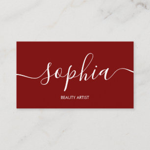 Carte De Visite Rouge calligraphie minimaliste fillette