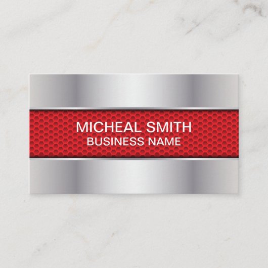 Carte De Visite Rouge carbone | Argent Métallisé (Devant)