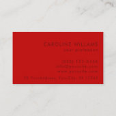 Carte De Visite Rouge cerisier à la mode moderne (Dos)