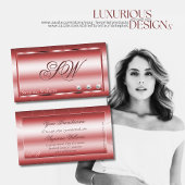 Carte De Visite Rouge chatoyant de luxe avec diamants et monogramm