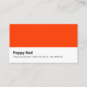 Carte De Visite Rouge coquelicot Couleur "Vibrante et Puissante"
