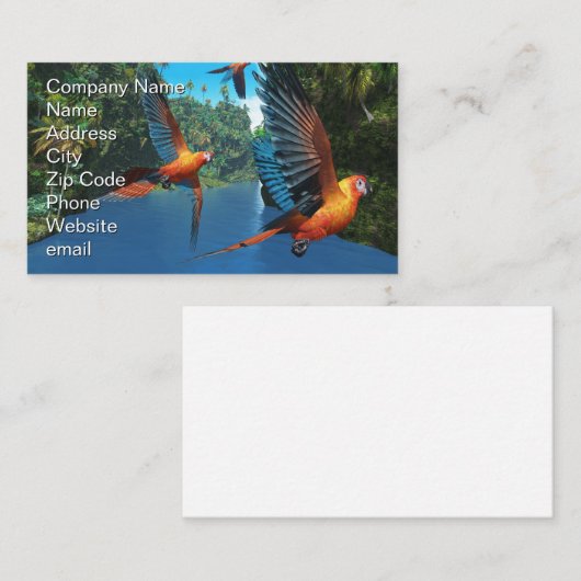 Carte De Visite Rouge cubain Macaw (Devant / Derrière)