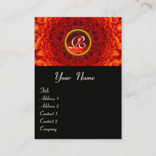 Carte De Visite ROUGE DAHLIA MONOGRAMME, RUBIS noir jaune