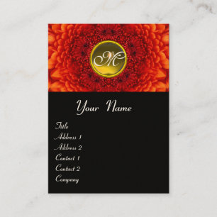 Carte De Visite ROUGE DAHLIA MONOGRAMME, TOPAZE noir blanc jaune