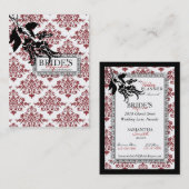 Carte de visite rouge de brocard (Devant / Derrière)