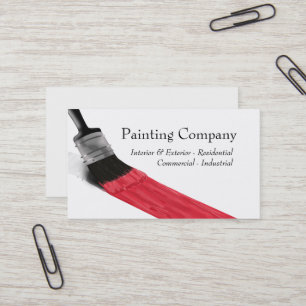 Carte De Visite Rouge de brosse de Painting Service Company -