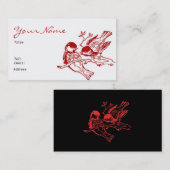 Carte de visite rouge de conception d'oiseaux (Devant / Derrière)