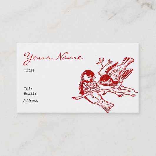 Carte de visite rouge de conception d'oiseaux (Devant)