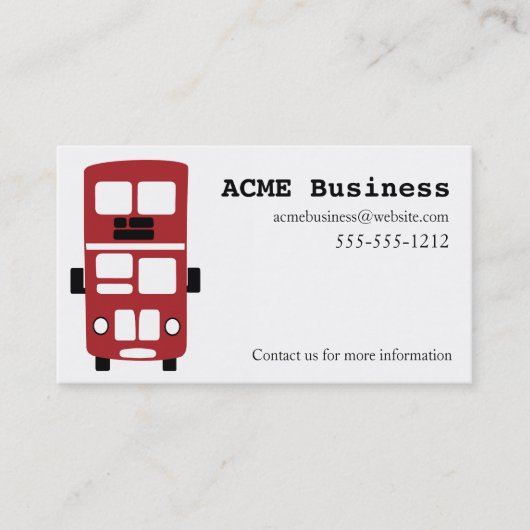 Carte de visite rouge de coutume d'autobus à (Devant)