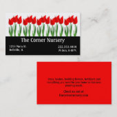 Carte de visite rouge de crèche de tulipes (Devant / Derrière)