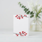 Carte de visite rouge de fleurs de cerisier (Debout devant)
