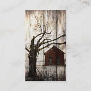 Carte de visite rouge de grange de pays rustique