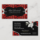 Carte de visite rouge de guépard (Devant / Derrière)