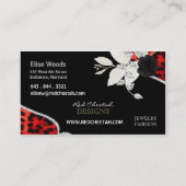 Carte de visite rouge de guépard (Dos)