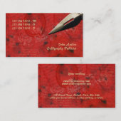 Carte De Visite Rouge de noir d'auteur d'auteur de rédacteur (Devant / Derrière)