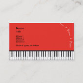 Carte de visite rouge de piano à queue (Dos)