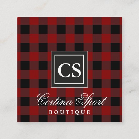 Carte de visite rouge de plaid (Devant)