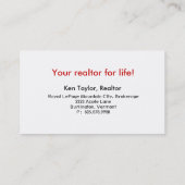 Carte de visite rouge de porte de la Maison (Dos)