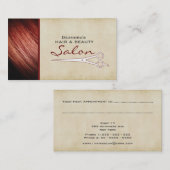 Carte de visite rouge de rendez-vous de salon de (Devant / Derrière)