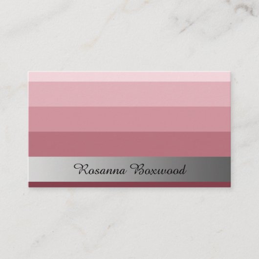 Carte De Visite Rouge de rose de gradient avec le texte argenté de (Devant)