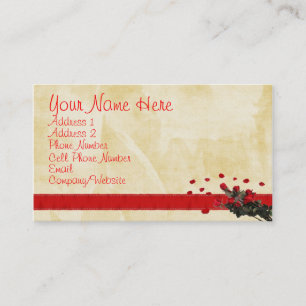 Carte de visite rouge de ruban et de roses