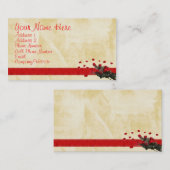 Carte de visite rouge de ruban et de roses (Devant / Derrière)