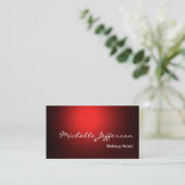 Carte de visite rouge de script de maquillage (Debout devant)