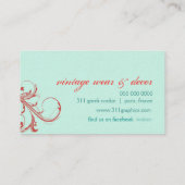 Carte De Visite Rouge de tentation de turquoise de la (Dos)