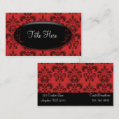 Carte de visite rouge d'opale de damassé (Devant / Derrière)