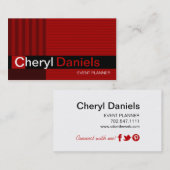 Carte De Visite Rouge d'organisateur d'initiales de monogramme de (Devant / Derrière)