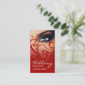 Carte De Visite Rouge dramatique du maquilleur | d'yeux bleus (Debout devant)