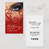 Carte De Visite Rouge dramatique du maquilleur | d'yeux bleus (Devant / Derrière)