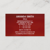Carte de visite rouge du gestionnaire de propriété (Dos)