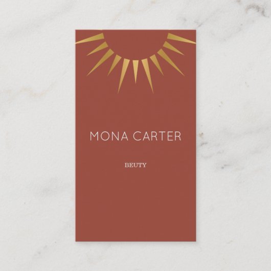 Carte de visite rouge du soleil d'art déco (Devant)
