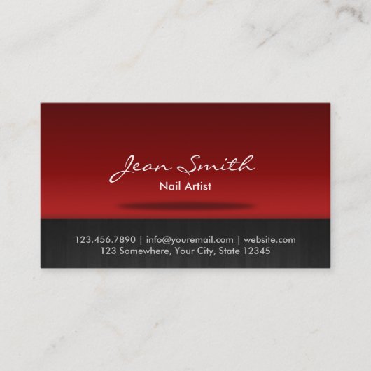 Carte de visite rouge élégant d'art de clou (Devant)