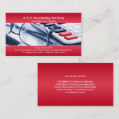 Carte de visite rouge élégant de comptabilité (Devant / Derrière)