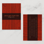 Carte De Visite Rouge en acajou bois Motif Look (Devant / Derrière)